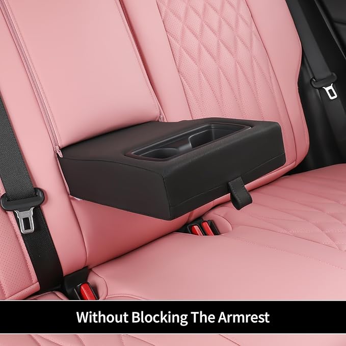 EKR Rav4 Seat Covers Custom Fit for Toyota Rav4(Gasoline) 2019 2020 2021 2022 2023 2024 2025 LE/XLE/XLE Premium/Limited,Leather Car Seat Cover Full Set for SUV,Faux Leather(Pink)