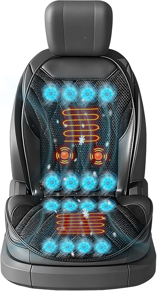 3-in-1 Smart Climate Control Car Seat Cushion Comfortable Massage Cooling Seat Cover for Car Front Seat, 16 Fans Ventilated Cooling Seat Cushion for Car Fit All Season 1 Pack Seat Cooler (Black-1)
