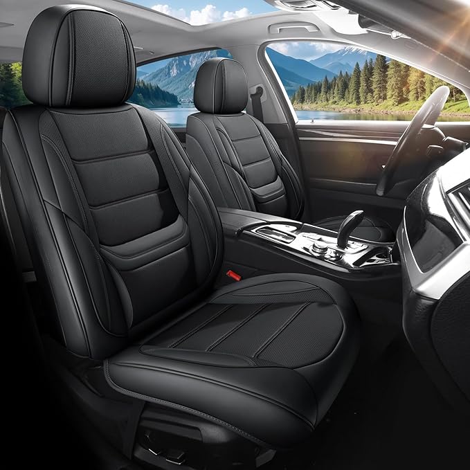 Car Seat Covers Full set custom fit for Chevrolet/Chevy Cruze 2011-2019 - Premium Faux Leather with Lumbar Support, Breathable, Waterproof, Anti-Slip, Durable, Easy to Install (Black,full Set)