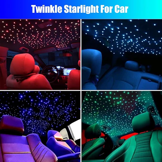 16W Car Home Starlight Headliner Kit, Twinkle & Sound Activate RGBW Fiber Optic Lights with APP & Remote Control, Star Lights for Ceiling Decoration, 550 pcs 13.1ft