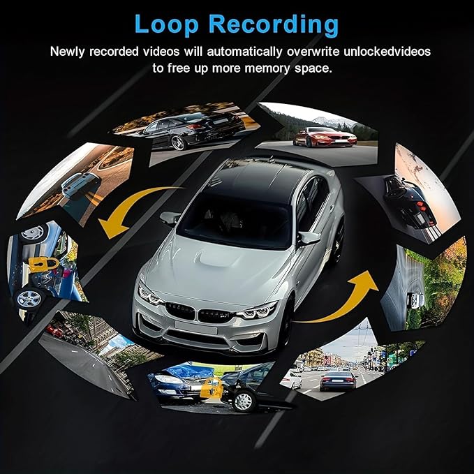 Dashcam Front and Inside,Car Camera Dash Cam for Cars,Driving Recorder with IR Night Vision,Loop Recording,Wide Angle Lens,3.16 Inch IPS Screen,Parking Mode (Black)