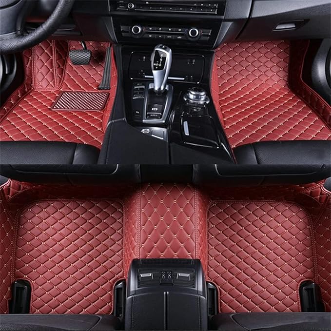 Custom Car Mats All Weather Fit Automotive Floor Mats PU Leather Protector Mat for Most Sedan, SUV, Truck Floor Mats (Wine red)
