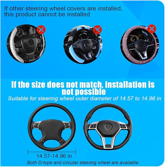 Bling Car Steering Wheel Cover, 15 Inch Elastic Stretch Crystal Rhinestone Vehicle Steering Wheel Protector, Anti-Slip Auto Interior Protective Cover, Universal for SUV RV Truck (Red)