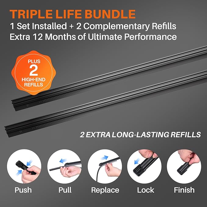 DOG TAIL Water Repellent Silicone Wiper Blades with Multiple Adapters, 22" and 20" Automotive Replacement Front Windshield Wiper Blades Set for My Car with Water Repellency Formula DropClear