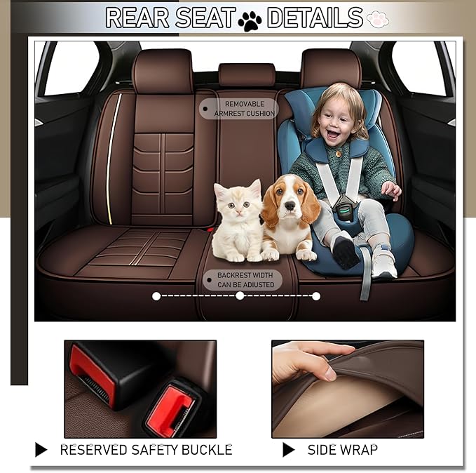 Leather Car Seat Covers Fit for Toyota Yaris 2007-2020, 5 Seater Car Seat Cover, Premium Waterproof, Scratch Resistant Car Interior Accessories (Full Set with Pillow Coffee)