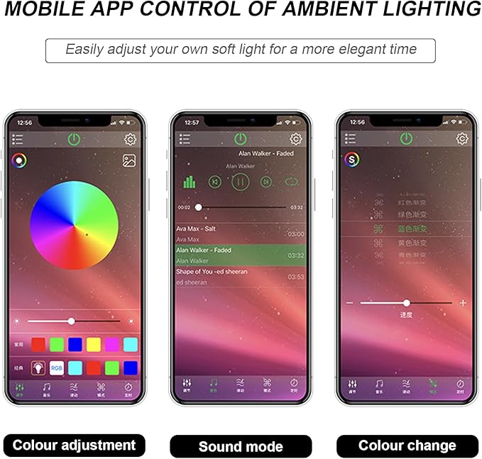Interior Car LED Strip Lights with APP Control, 3 in 1 RGB Ambient Lighting Kit with 197 inches Fiber Optic, 16 Million Colors Neon Strip USB Music Sync Atmosphere LED for Vehicles