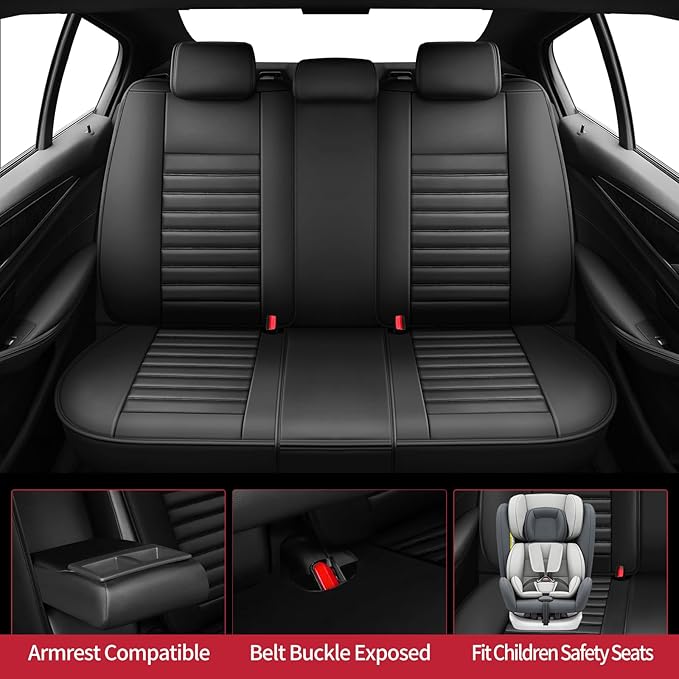 Fit Venza Car Seat Covers for Toyota Venza 2009-2024 2025 2026 - Upgraded Premium Waterproof & Breathable Leather, Airbag Compatible, All-Weather Seat Cushion Protector (Full Set, Black)
