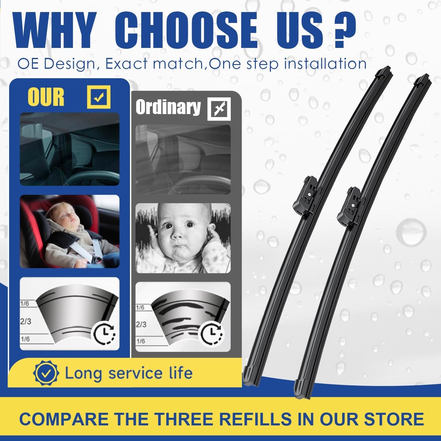 3 Wipers Factory Replacement For Q5 2009-2017,SQ5 2014-2017, RS Q3 2021-2022,Porsche Panamera 2017-2023 Original Equipment Windshield Wiper Blades Set 24"+20" +13" (Set of 3) Top Lock