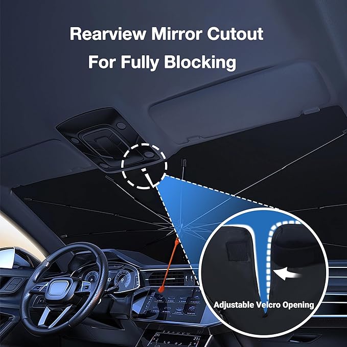 CHILL·TEK Funny Car Windshield Sun Shade Umbrella, Funny Bear Car Sun Shade Umbrella, Block UV Rays Heat Foldable Windshield Umbrella Sun Visor Protector - Keep Vehicle Cool for Cars SUV