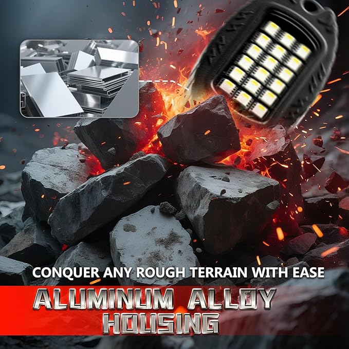 16 Pods RGBW LED Rock Lights for Truck Jeep Wrangler ATV UTV Golf Cart RZR RV Van Boat Offroad SUV Cars Pickup Sedans, Waterproof Multicolor Neon Underglow Kit with APP/RF Remote Music Mode