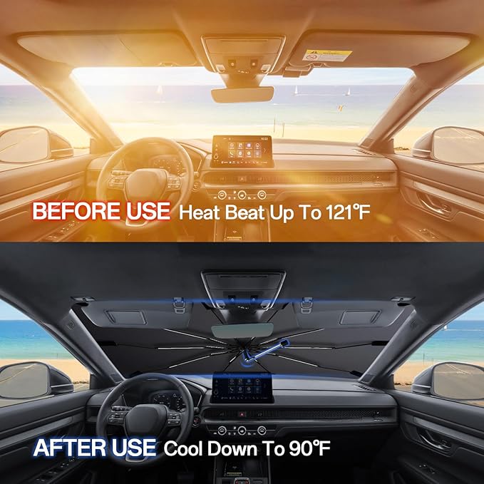 Windshield Sun Shade for Mazda CX-5 2017-2025, Umbrella Car Shades with 360°Rotating Shaft, Foldable Front Window Sunshade for UV & Heat Protection