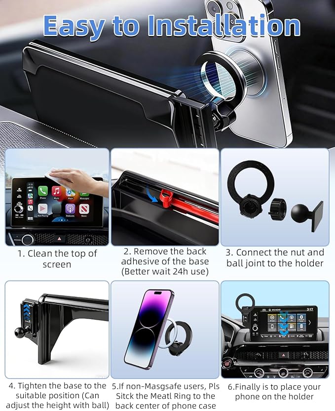 PZK Car Phone Mount for 2021-2024 Chevy Chevrolet Tahoe/Suburban/GMC Yukon/GMC Yuhon XL LT/Z71/RST/Premier/High Country for 10.2-inch Screen Phone Holder Compatible with MagSafe