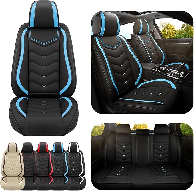Car Seat Covers for Mercedes-Benz S-Class 2005-2026, Premium Nappa Leather Car Seat Cover, Stylish Sport Seat Covers， Automobile Seat Cover Sets.(Standard 5 Seats/Black Blue)