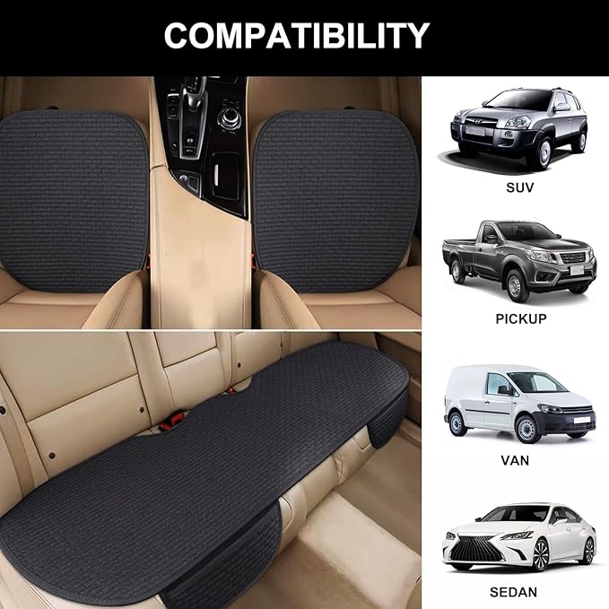 2PCS Car Seat Covers Cushion Pad Breathable Anti Slip Auto Seat Protector Pad with Storage Pocket Universal fit for Most Automotive, Truck, SUV, and Van