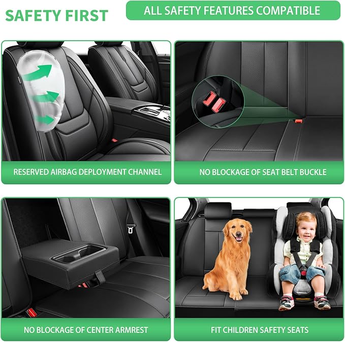 Fit Venza Car Seat Covers for Toyota Venza 2009-2024 2025 2026 -Upgraded Premium Waterproof & Breathable Leather,Airbag Compatible,All-Weather Seat Cushion Protector,Full Set,Black