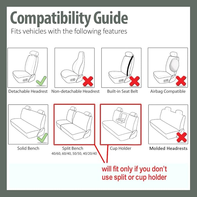 FH Group Car Seat Covers Flat Cloth Automotive Orange Full Set, Rear Solid Bench Universal Fit Combo Steering Wheel Cover & Seat Belt Pads Car Seat Protector for Cars Trucks SUV Interior Accessories