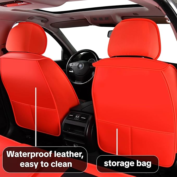 Red Car Seat Covers for Ford Bronco Sport 2021-2025 Car Seat Cover, Waterproof Faux Leather, Full Set of 5 Seats, Wear Resistance, Easy to Clean and Install, Protect and Upgrade Seats