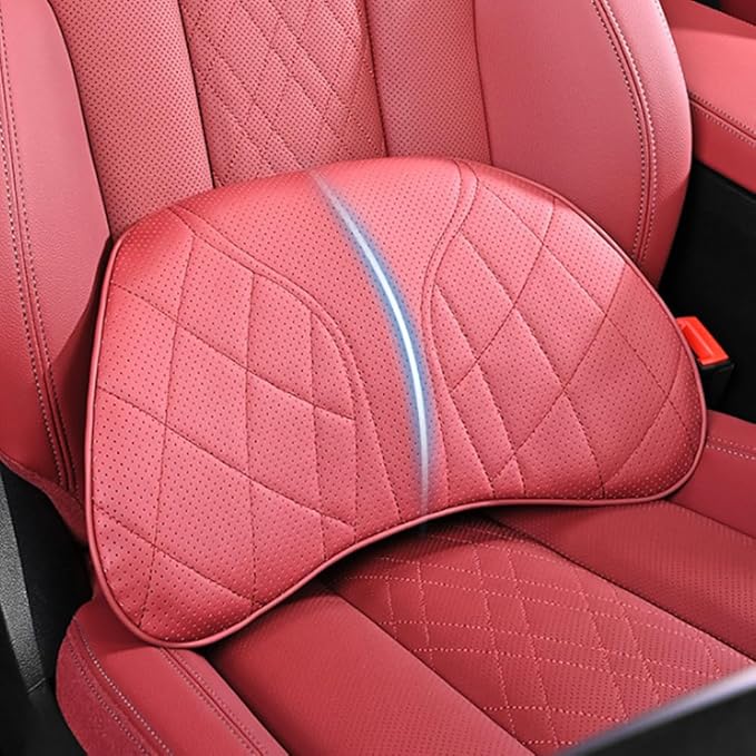 for Chevy Silverado 2007 2008 2009 2010 2011 2012 2013 Leather Car Seat Headrest Lumbar Cushion, Lumbar Support Pillow for Car,for Driving Traveling Relieving Neck Fatigue,3-B Black