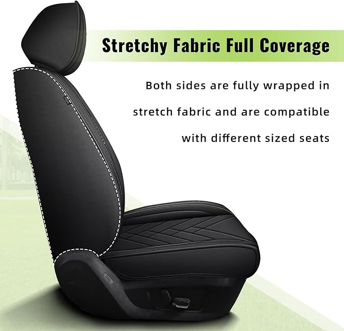 AOMSAZTO Front Seat Covers Fit for Toyota Highlander 2017-2026: Faux Leather Automotive Seat Covers Waterproof Vehicle Seat Cushion Protector Car Interior Covers(2 Seat Black)