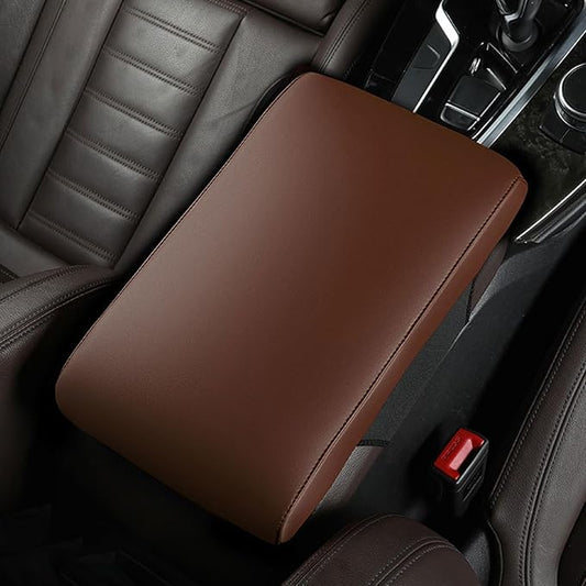 Car Armrest Cover Pad for Mazda CX-5 2012–2025 Premium Leather Center Console Armrest Cushion Pad Anti-Scratch Waterproof Auto Interior Accessories Light Brown