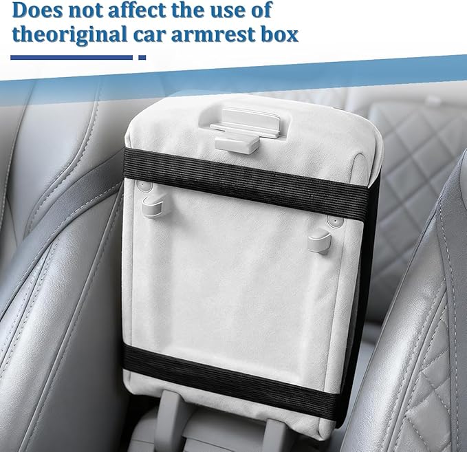 Car Center Console Cover, Fluffy Soft Vehicle Middle Console Arm Rest Cushion Pad, Furry Automotive Interior Armrest Seat Box Protector Decoration Accessories, Universal Fit (Light Beige)