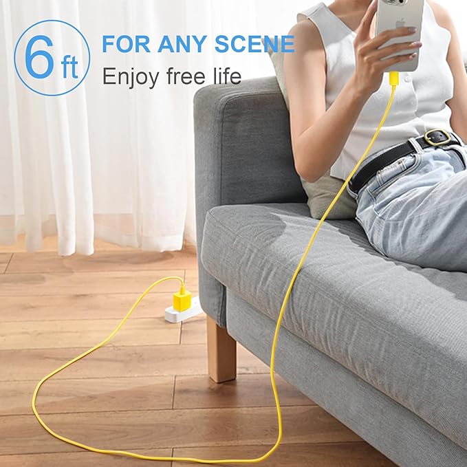 iPhone 17 16 15 Charger Fast Charging 2+2Pack 20W USB C Wall Charger with 6FT Fast Charging Cable Compatible with iPhone 17/17 Air/17 Pro/17 Pro Max/iPhone 16/15 Series, iPad Pro/AirPods - Yellow