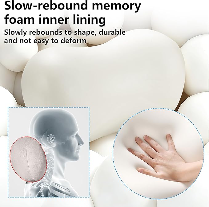 Car Neck Pillow Ergonomic Design Memory Foam Softness Car Headrest Pillow for Neck Support Cushion for Driving, Universal Fit Head Rest Travel Pillow, Fits All Vehicles, Gray, 2 Pack