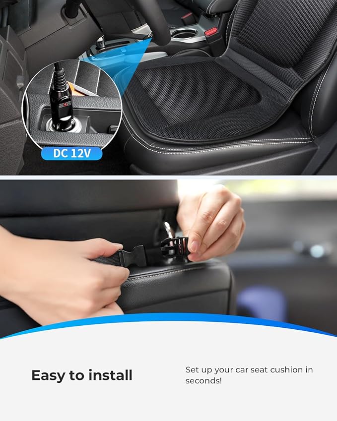 CooCoCo Ventilated Car Seat Cover, 12V Cooling Seat Cushion for Cars, Automotive Adjustable Temperature Cooling Car Seat Cover, Fit for SUV Truck Office Pad,Gifts for Men(Not Cooling)