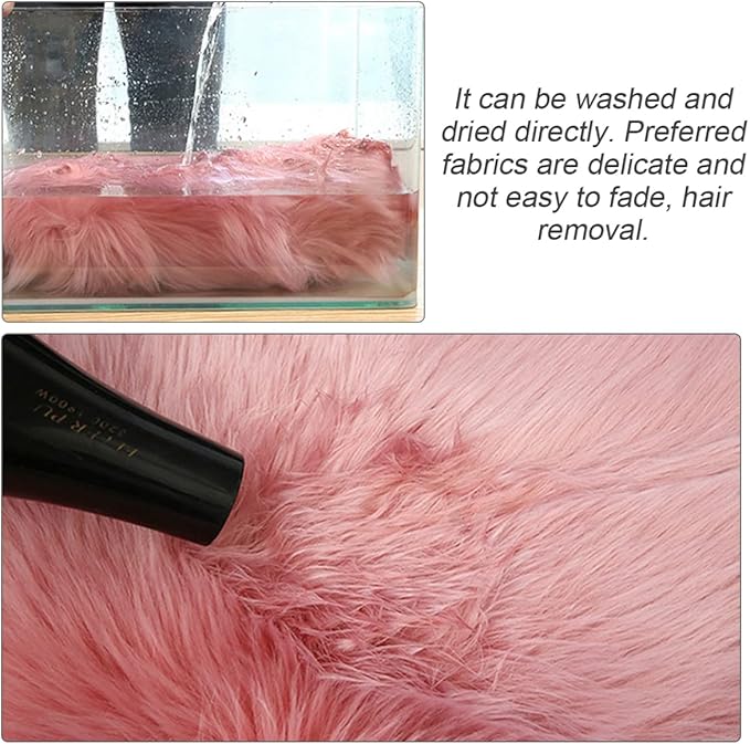 Furry Auto Center Console Cover Pad, 11.8"x7.8" Soft Sheepskin Wool Armrest Cushion, Fluffy Vehicle Armrest Seat Box Protector, Car Interior Accessories for Women Men (Deep Pink)