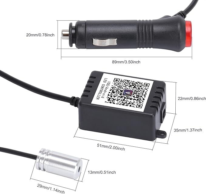 6 Meters Optic Fiber Car Ambient Lighting with Bluetooth App Control + RF Remote Control 64 Colors Multicoloured Music Interior Lighting Kit DC 12V 1W
