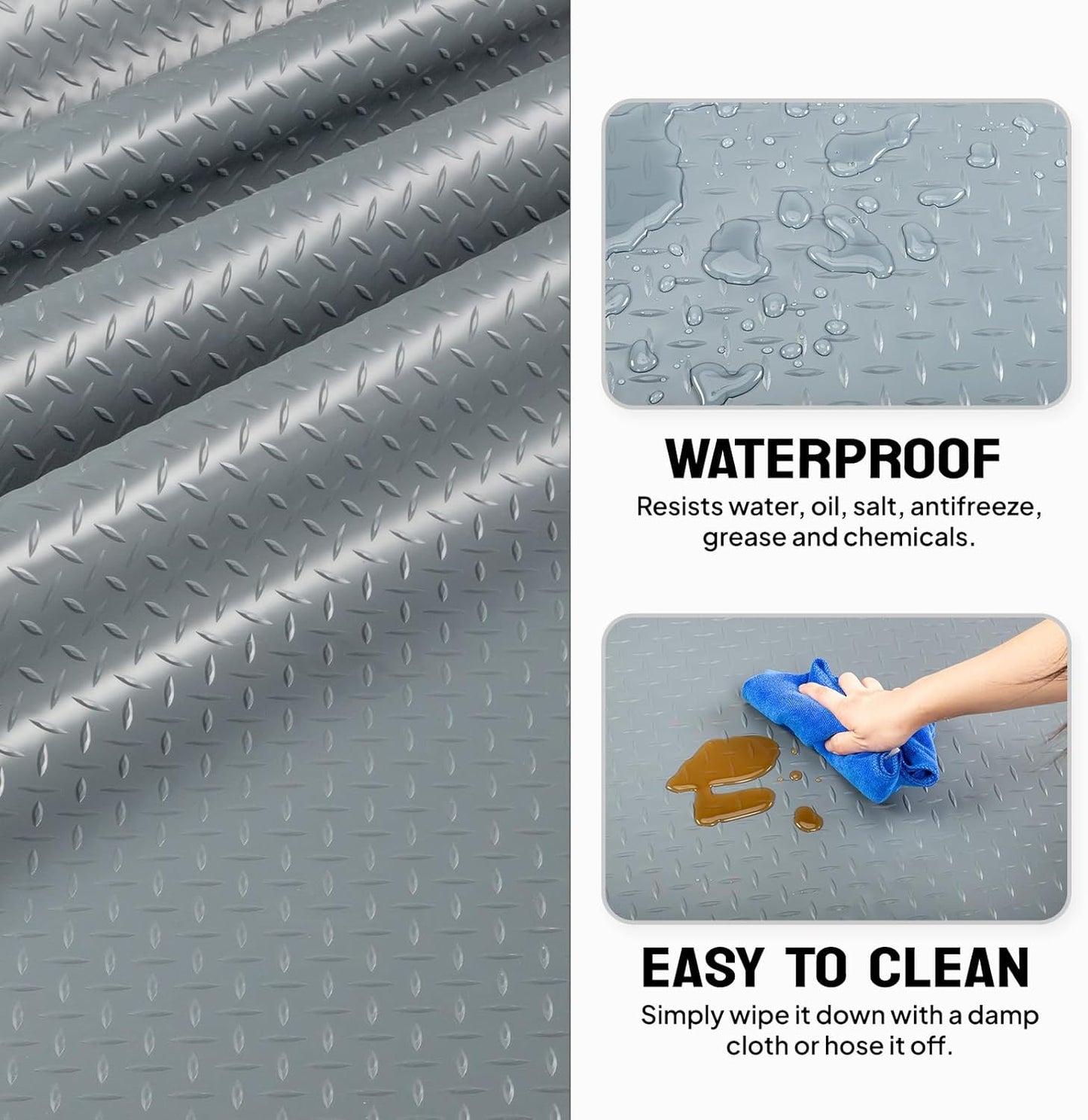 TUFFIOM 7.5 x 20 FT Garage Floor Mat, Thickened Diamond Plate PVC Garage Mats Flooring Roll for Under Car, Garage Parking Mats for Floor Large SUVs, MPV, Pickup Truck