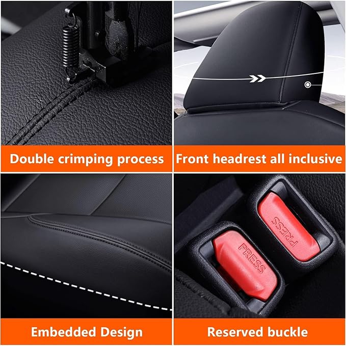 AOMSAZTO Car Seat Covers for Toyota Corolla 2014 2015 2016 2017 2018 2019 L,LE,LE Eco,Plus Sedan Car Seat Cover Full Set Waterproof, Custom Fit Full Set Faux Leather Black