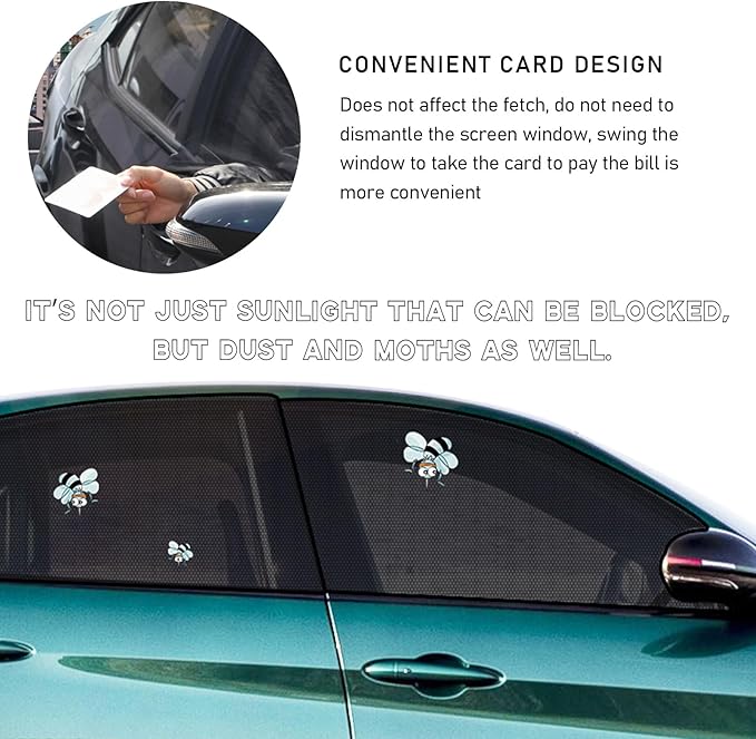 4 PCS Car Window Shades, Auto Front Rear Side Window Sun Shades for Block Heat & UV Protection, Breathable Mesh Baby Window Screen Covers, Universal Car Accessories (SUV)