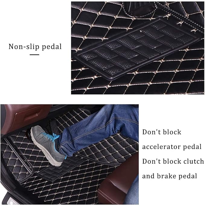 Custom Making Car Floor Mats for 95% Sedan SUV Sports Car Full Coverage Cute Men Women Pads Protection Non-Slip Leather Floor Liners (Beige)