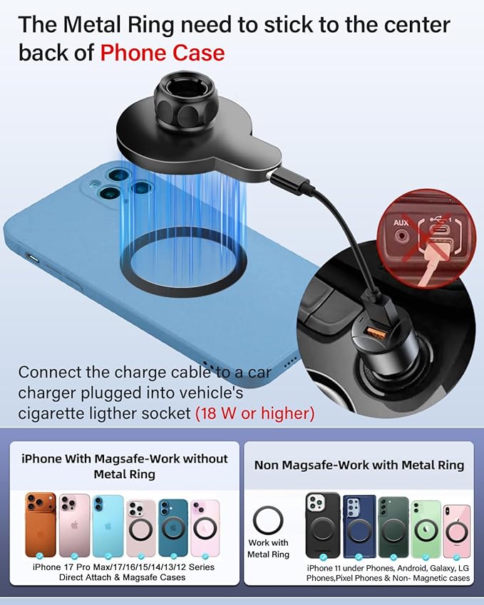 PZK Car Phone Holder for Chevy Trax 2024 2025 Accessories Custom Air Vent Chevy Car Phone Mount Magnetic 15W Fast Wireless Charger Hands Free 360° Rotation Automobile Phone Cradles