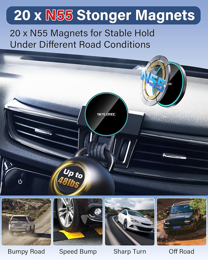 SKYLOTEC Phone Holder for Lexus RX 350 RX 450h 2010-2015 Accessories Car Magnetic Phone Mount Compatible with MagSafe, Strong Magnets Fast Wireless Charger RX350 RX450h Cell Phone Holder Base