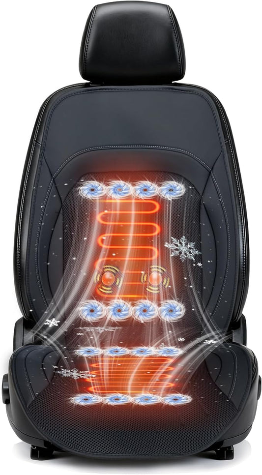 2026 Upgraded 3-in-1 Cooling Car Seat Cover with Climate Control & Massage, 12V Ventilated Cooling Seat Cushion for Summer, Universal Fit for Car SUV Truck Front Seat (black2)