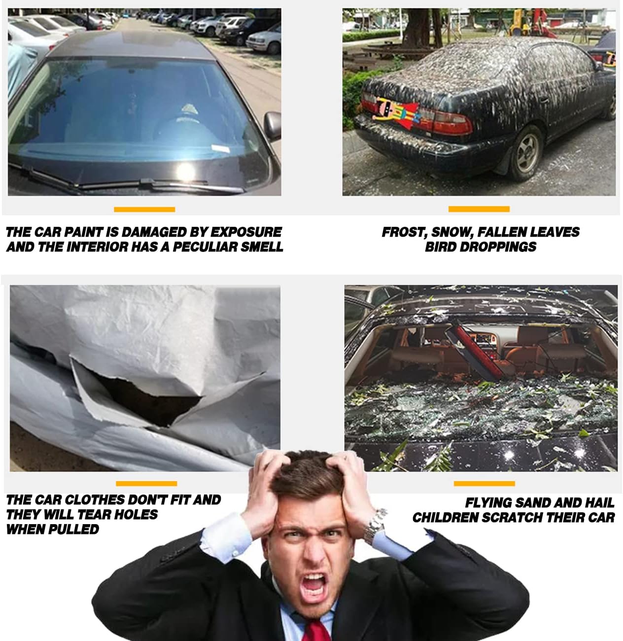 TUCAREST 6-Layers PEVA Premium Full Car Cover Fit for Sedan hatchback Pickup SUVs MPV Rain and snow protection, sun protection, UV protection, and protection of car paint surfaces-Silver Grey -Up 198"