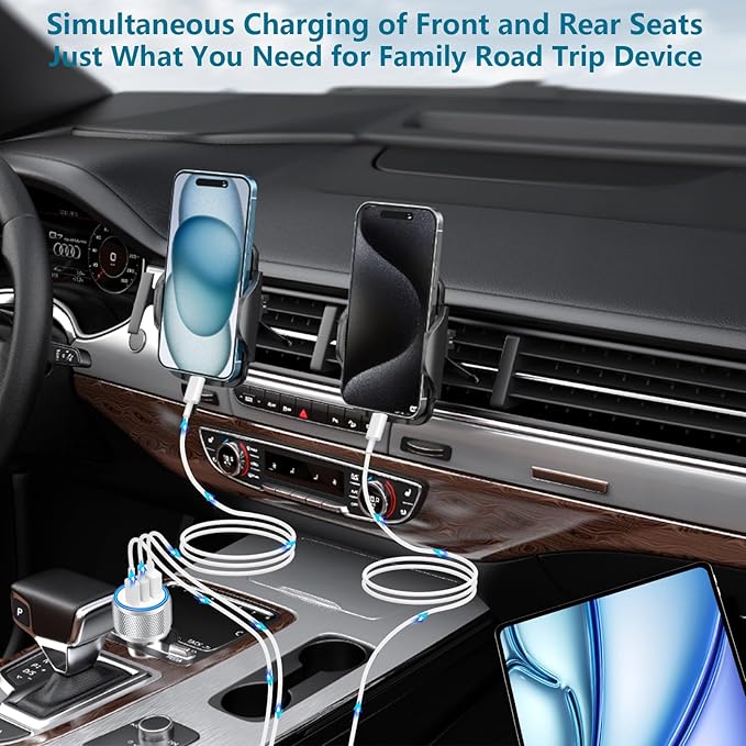 USB C Car Charger, Rombica 2Pack 3Port 67W Dual USB-C&USB-A Car Power Cigarette Lighter USB Charger 3 in 1 PD/QC Type C Car Charger Fast Charge for iPhone 17 17 Pro 16 15 14 13 12/Galaxy S26 S25/Pixel