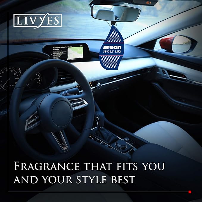 AREON Sport Lux Gold - Hanging Cardboard Air Freshener for Car, Home & Office - Premium Cologne Perfume with Natural Fragrances - Long Lasting, Fresh, Luxurious Scent - Stylish Design, Pack of 3