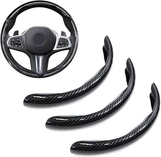 Steering Wheel Covers,3PCs Carbon Fiber Anti-Skid Clip on Car Steering Wheel Cover Protector, Universal 99% Car Wheel Cover Protector,Black