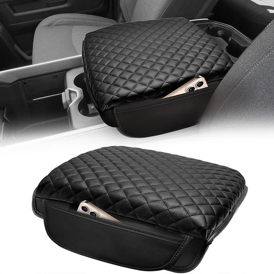 Thickened Center Console Cushion for 2019-2025 Ram 1500/2500/3500 PU Leather Armrest Cover Protector,Anti-Scratch for 5th Ram 1500(Bucket Seat Console) Arm Rest Lid Accessories 19-25
