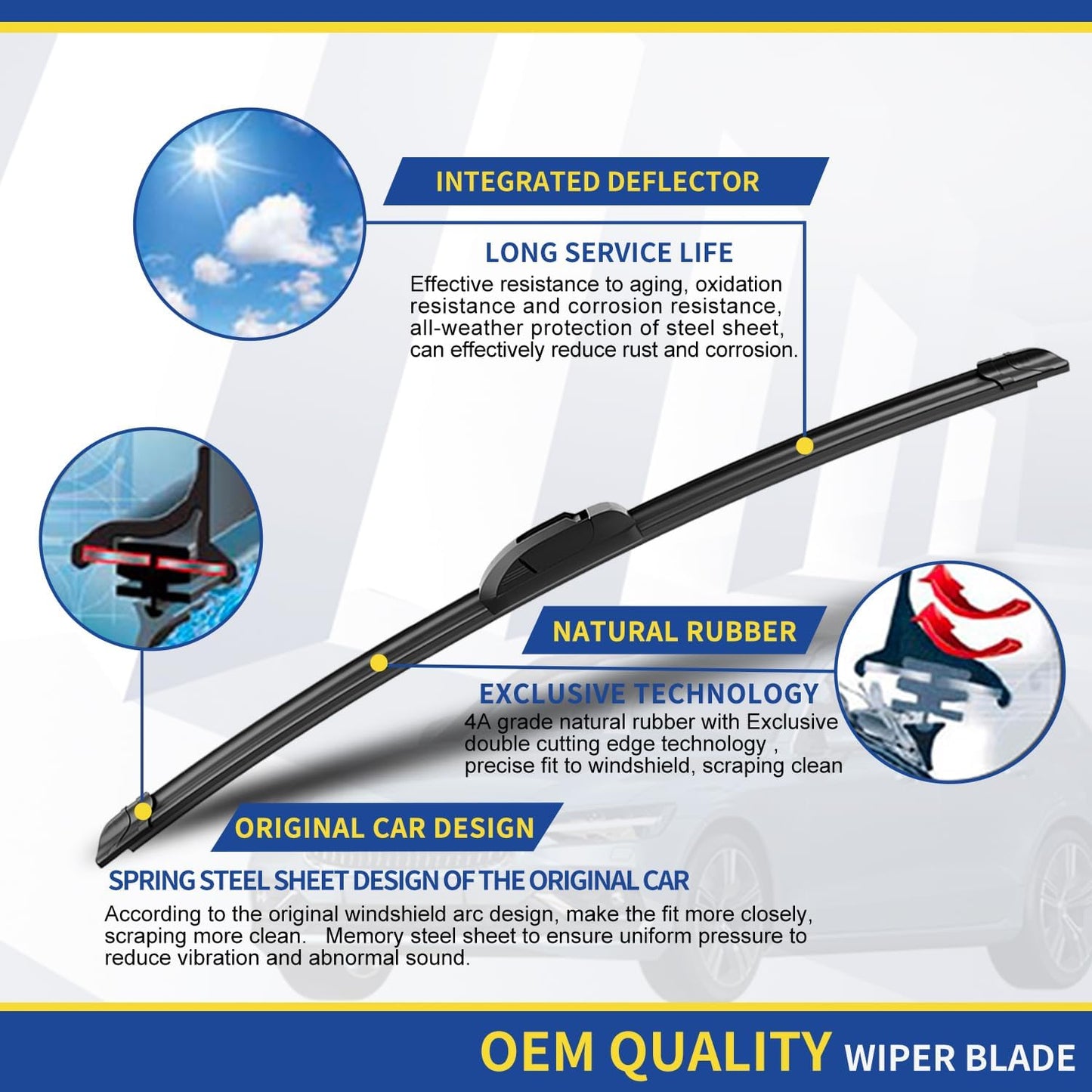 3 wipers Replacement for 2013 2014 2015 2016 2017 2018 Hyundai Santa Fe 2013-2017 2018 2019 Hyundai Santa Fe XL Windshield Wiper Blades Original Equipment Replacement - 26"/14"/13" (Set of 3) U/J HOOK