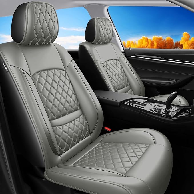 Fit for Equus Seat Covers Compatible with Hyundai Equus 2011-2016 - Waterproof Breathable Leather Automotive Seat Cushions Protector,Airbag Compatible,Full Set 5 Seats(Gray)