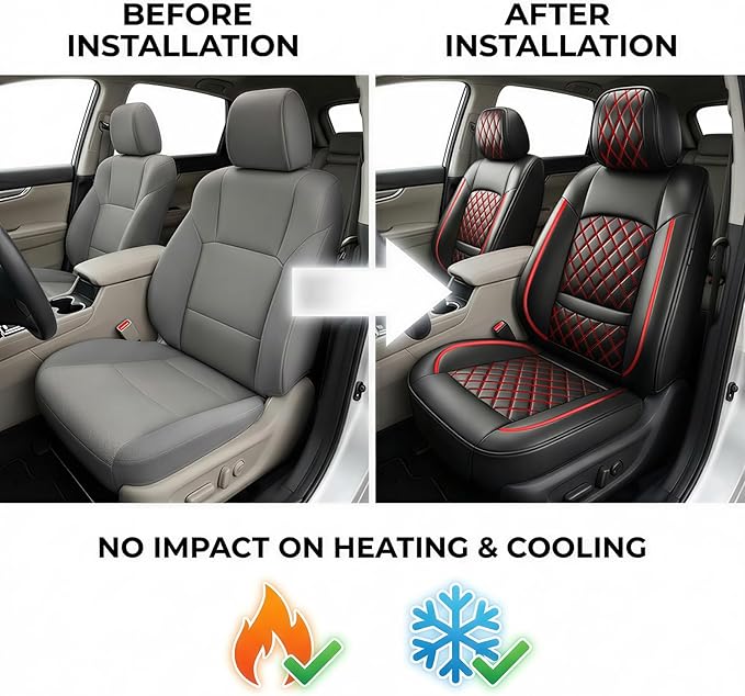 Fit for Venue Seat Covers Compatible with Hyundai Venue 2020-2026 - Waterproof Breathable Leather Automotive Seat Cushions Protector,Airbag Compatible,Full Set 5 Seats(Redline)