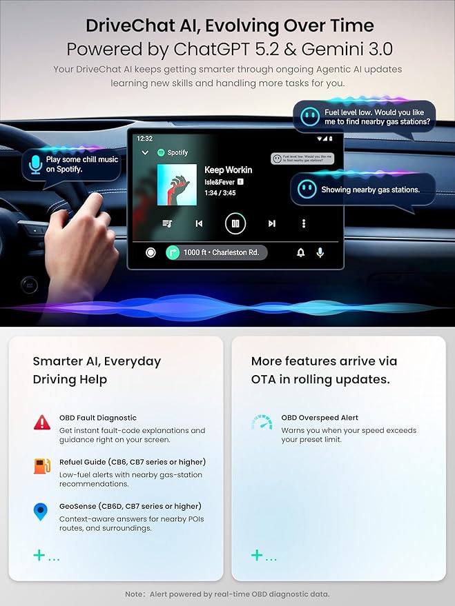 Magic Box - AI Box CarPlay & Android Auto Wireless, 8GB+128GB Android Car Video Box with Built-in 4G/ Wi-Fi/Dual Bluetooth/USB, Built-in GPS & AI, microSD Playback, OTA, Black, CB6D