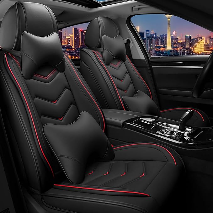 CTDS Car Seat Covers for Jeep Grand Cherokee L 2021-2026, Stylish Sport Seat Cover, Premium Nappa Leather Car Seat Cover. Automobile Seat Covers Sets.(Luxury 2 Seats/Black)