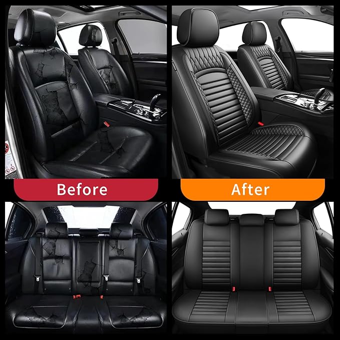 Fit Fj Cruiser Car Seat Covers for Toyota Fj Cruiser 2007-2013 2014 - Upgraded Premium Waterproof & Breathable Leather, Airbag Compatible, All-Weather Seat Cushion Protector (Full Set, Black)