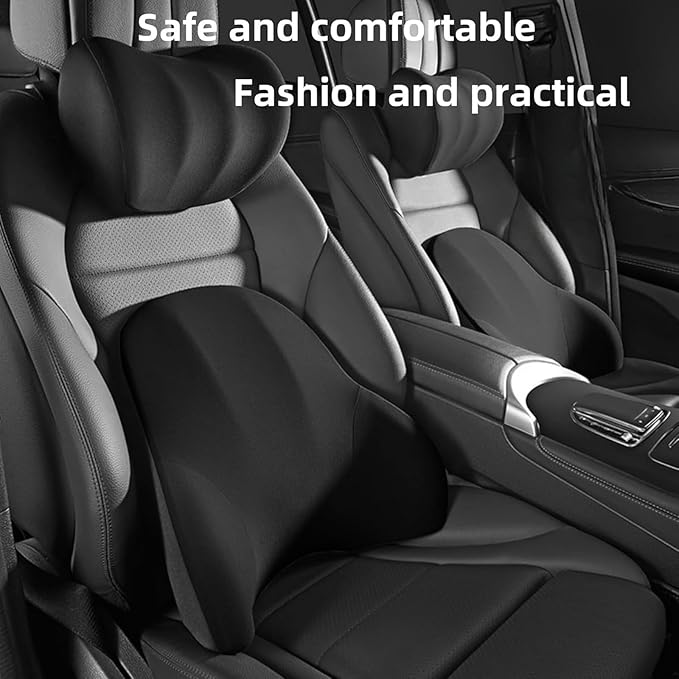Car Headrest Lumbar Support Cushion for Nissan Pathfinder 2013-2025, Ergonomic Car Seat Headrest Cushion for Neck Back Pain Relief Memory Foam Breathable Removable Cover for Office Chair Car