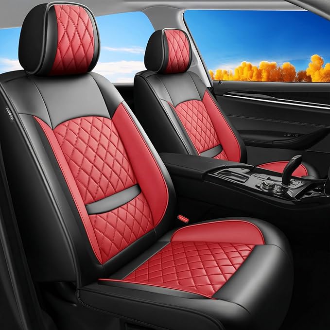Fit for Venue Seat Covers Compatible with Hyundai Venue 2020-2026 - Waterproof Breathable Leather Automotive Seat Cushions Protector,Only 2 Front seat Covers(Red)
